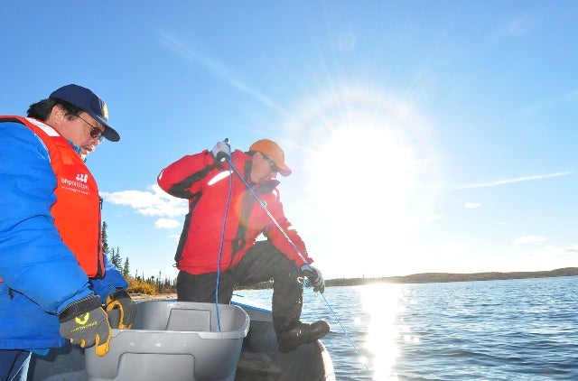 WRRB Board member Jonas Lafferty and Ryan Gregory, Water Resources, ENR, GNWT