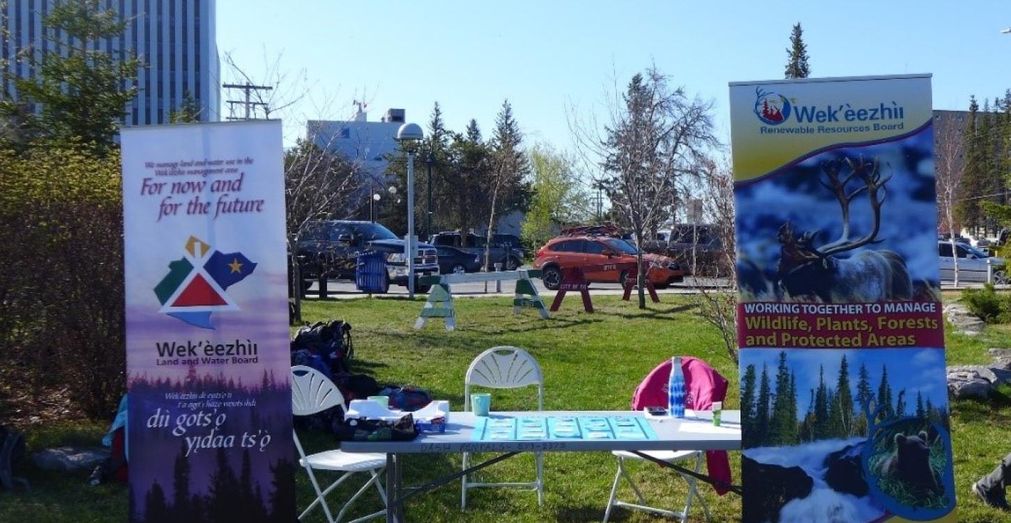 The WRRB and WLWB table all set up and ready to go for Rivers to Oceans Day trivia! Photo credit: Shalyn Norrish, WRRB & WLWB.