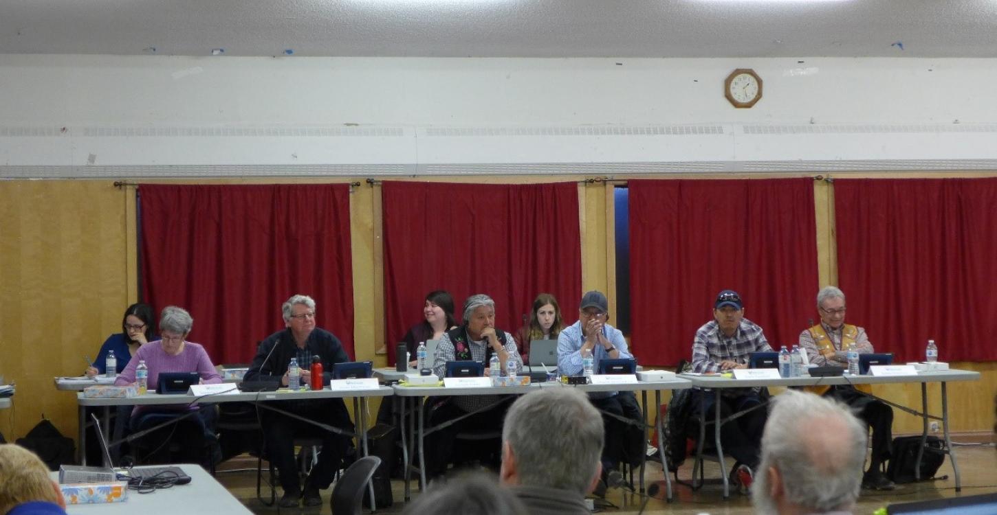 The Board, staff, and legal counsel of the WRRB listening to presenters during the hearing. Photo credit: Shalyn Norrish, WRRB & WLWB. 