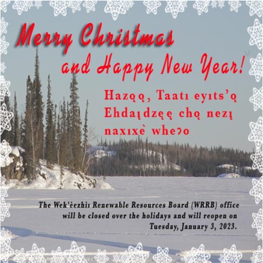 The WRRB will be closed over the holidays and will reopen on Jan. 3, 2023. 
