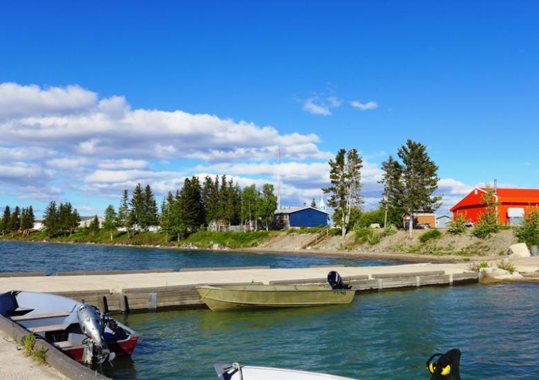 View of Whatì from dock (Photo:  Susan Beaumont, WRRB) 