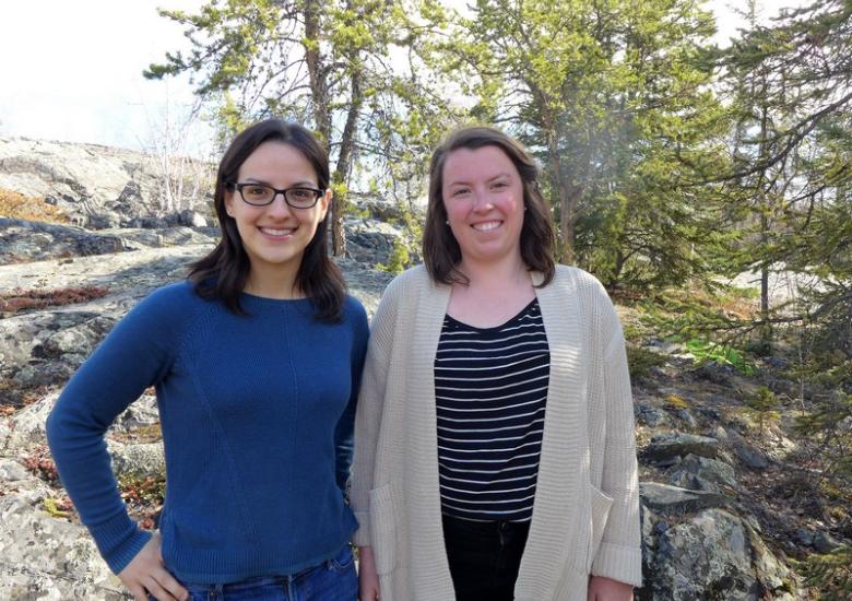 Laura Meinert, WRRB Wildlife Management Biologist, and Aimee Guile, WRRB Conservation Biologist (Susan Beaumont, WRRB)