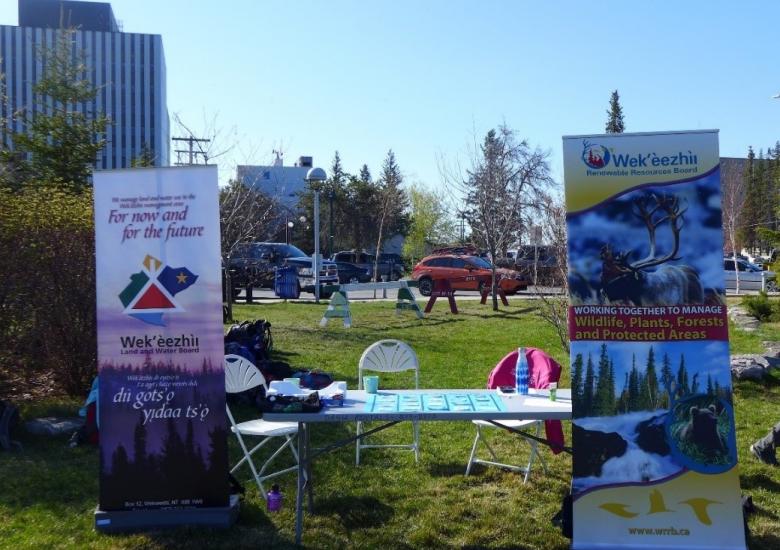 The WRRB and WLWB table all set up and ready to go for Rivers to Oceans Day trivia! Photo credit: Shalyn Norrish, WRRB & WLWB.