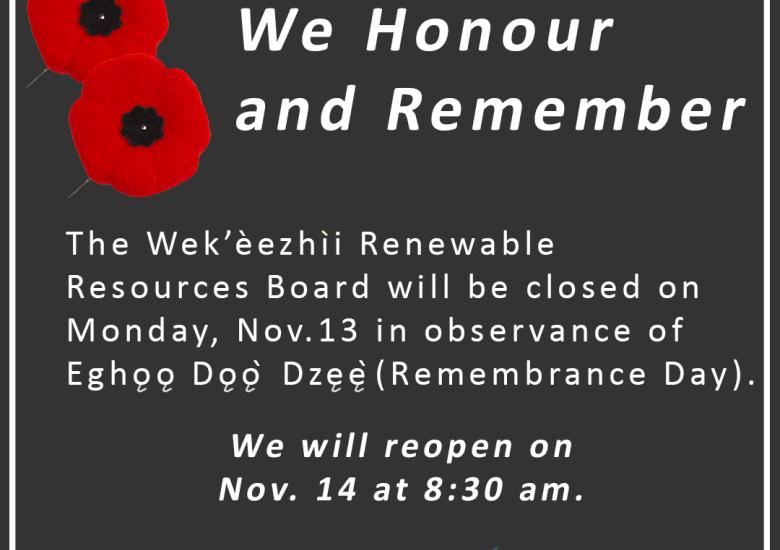 Remembrance Day closure notice 