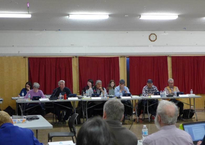 The Board, staff, and legal counsel of the WRRB listening to presenters during the hearing. Photo credit: Shalyn Norrish, WRRB & WLWB. 